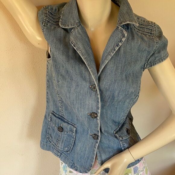 Sigrid Olsen two piece Set Denim top flowered skirt coordinated set size 6 - Picture 1 of 16